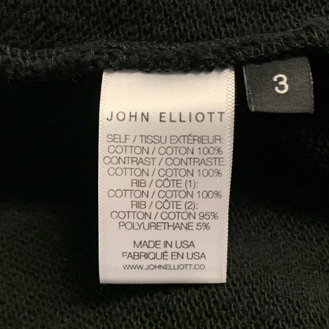 JOHN ELLIOTT Size L Black Cotton High Collar Trim Zip Pockets Zip Up Jacket