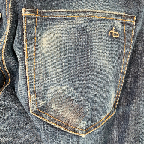 RAG & BONE Size 30 Blue Contrast Stitch Cotton Straight Selvedge Jeans