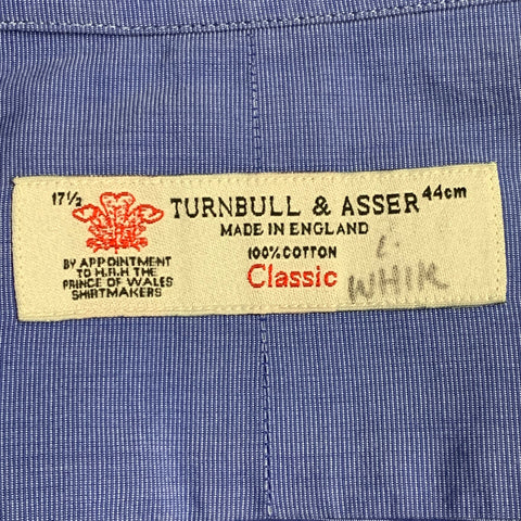 TURNBULL & ASSER Size XXL Blue Cotton Spread Collar Long Sleeve Shirt