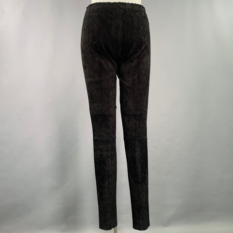 STOULS Size XL Black Lambskin Elastic Waistband Dress Pants