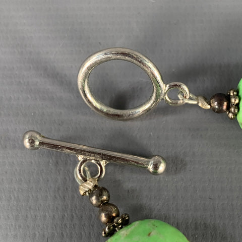 Collier vintage vert argent turquoise