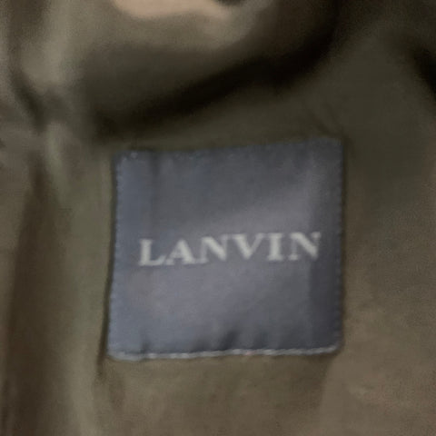 LANVIN Taille 46 Noir Solide Laine Mohair Peak Revers Smoking