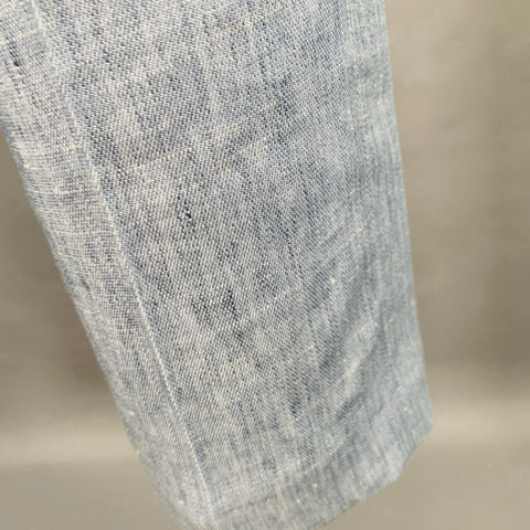 ELIE TAHARI Size 4 Blue Heather Linen Blend Flat Front Casual Pants
