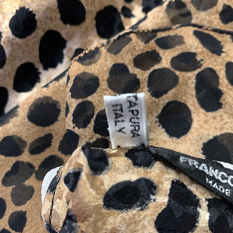 FRANCO FERRARI Tan Black Leopard Silk Scarf