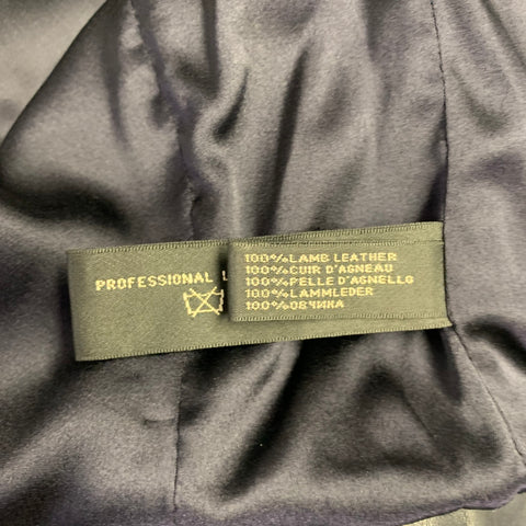 RALPH LAUREN Size 6 Navy Lambskin Leather Peplum Jacket