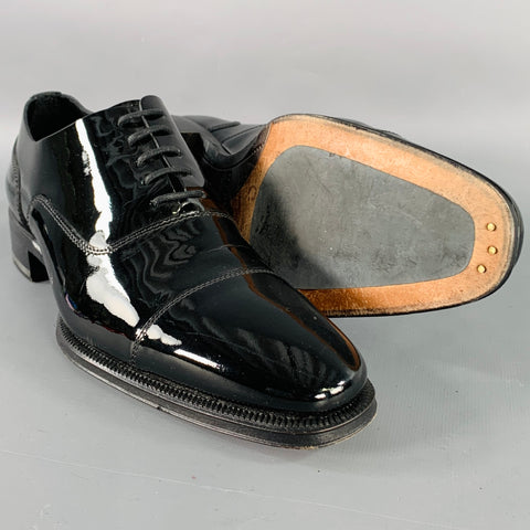 DSQUARED2 Size 7 Black Patent Leather Oxford Lace-Up Shoes