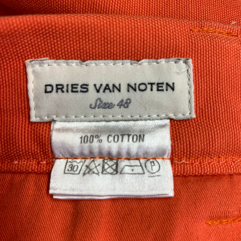 DRIES VAN NOTEN Size 32 Orange Cotton Casual Pants
