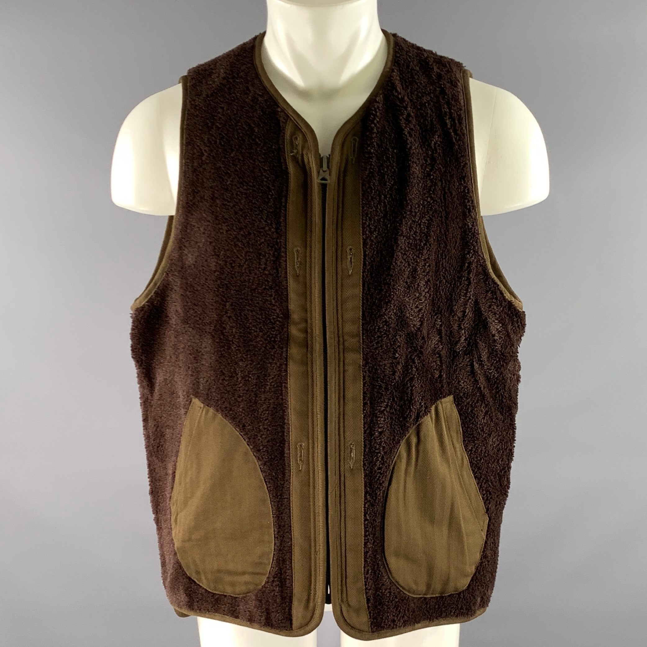 VISVIM Size M Olive Nylon Cotton Blend Reversible Vest – Sui