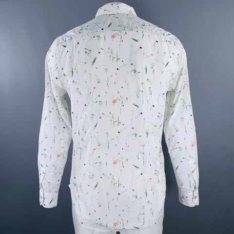 PAUL SMITH Size XL White Multi Color Floral Cotton Long Sleeve Shirt