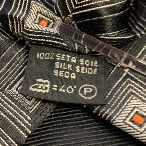 ERMENEGILDO ZEGNA One Size Black Grey Silk Tie