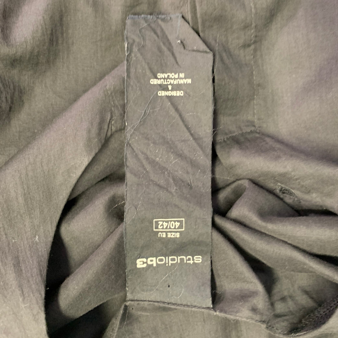 STUDIO B3 Size 40/42 Black Sheer Layered Cotton Voile Asymmetrical Coat