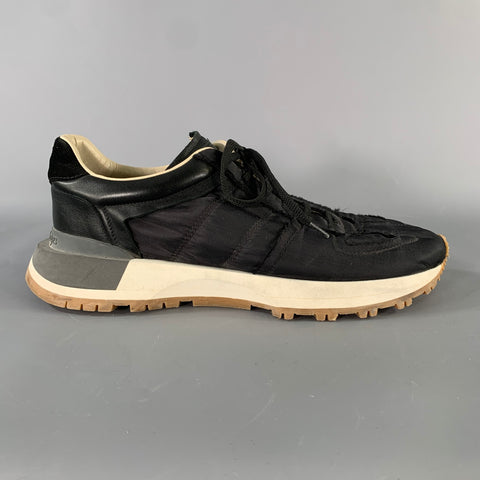 MAISON MARGIELA Size 10 Black Solid Nylon Lace Up Sneakers