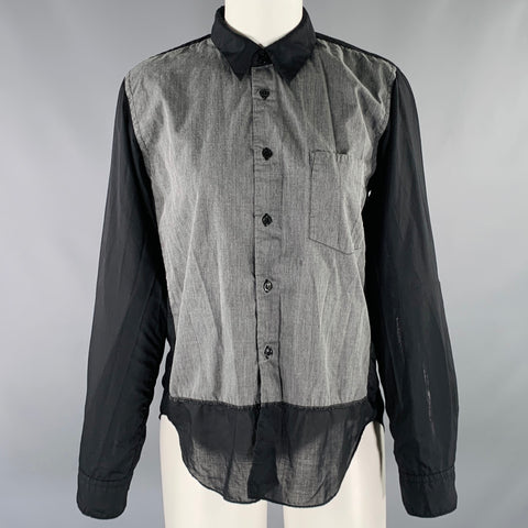 COMME des GARCONS Size S Black Grey Polyester Cotton Mixed Fabrics Shirt