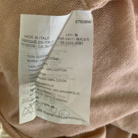 PRADA Size 2 Tan Cream Cotton Stripe Scoop Neck Shirt