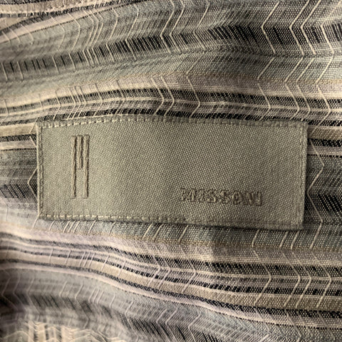 MISSONI Size L Grey Multi-Color Zig Zag Stripe Long Sleeve Shirt