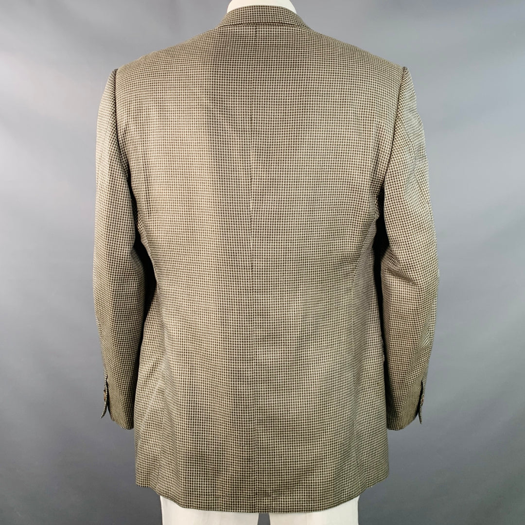 CORNELIANI Size 46 Regular Black White Grid Silk Virgin Wool Notch Lapel Sport Coat