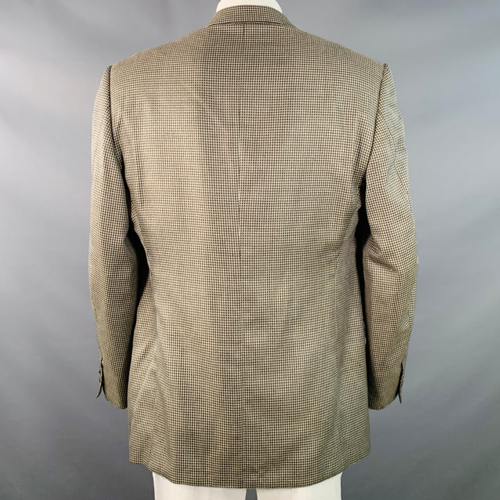 CORNELIANI Size 46 Regular Black White Grid Silk Virgin Wool Notch Lapel Sport Coat