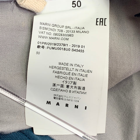 MARNI Size 40 Blue Grey Stripe Wool Zip Up Tracksuit
