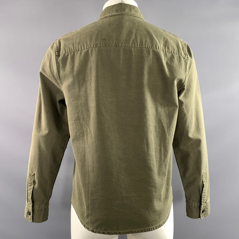 JAMES PERSE Size S Green Olive Patchwork Cotton Hidden button fly Jacket