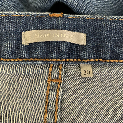 DIOR Size 34 Blue Patch Cotton Blend Button Fly Jeans
