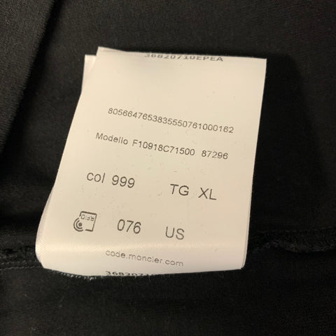 MONCLER Size L Black Cotton Blend V Neck T Shirt
