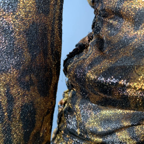 ISABEL MARANT Size S Brown Black Metallic Silk Blend Animal Print Dress Top