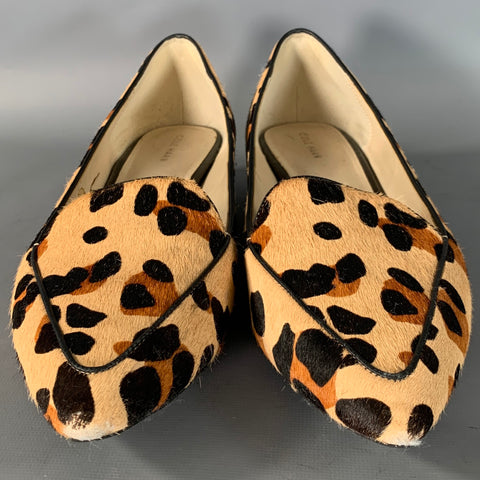COLE HAAN Size 11 Tan Black Calf Hair Ocelot Print Pointed Toe Flats
