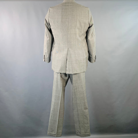 O'CONNELL'S Size 42 Long Black White Plaid Wool Notch Lapel Suit