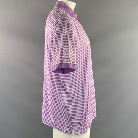 RALPH LAUREN Size XL Purple White Stripe Cotton Polo