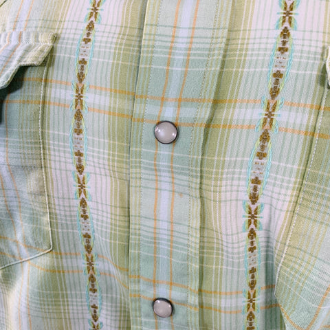 POLO by RALPH LAUREN Size M Green Yellow Plaid Cotton Western Long Sleeve Shirt