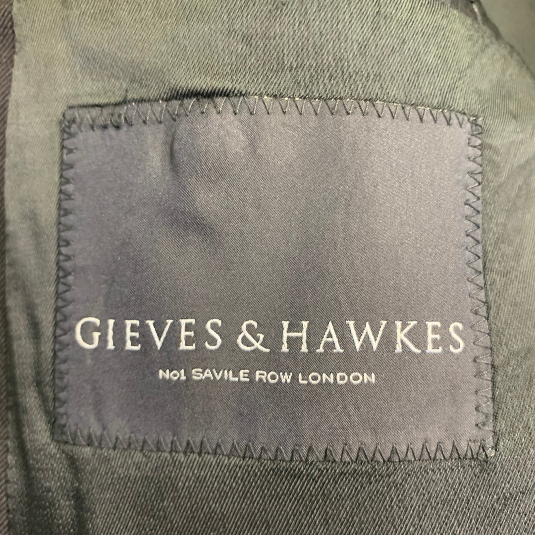 GIEVES & HAWKES Size 46 Regular Navy Twill Wool Double Breasted Sport Coat
