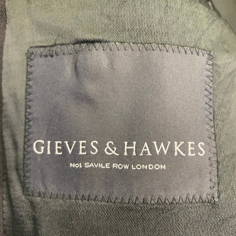 GIEVES & HAWKES Size 46 Regular Navy Twill Wool Double Breasted Sport Coat