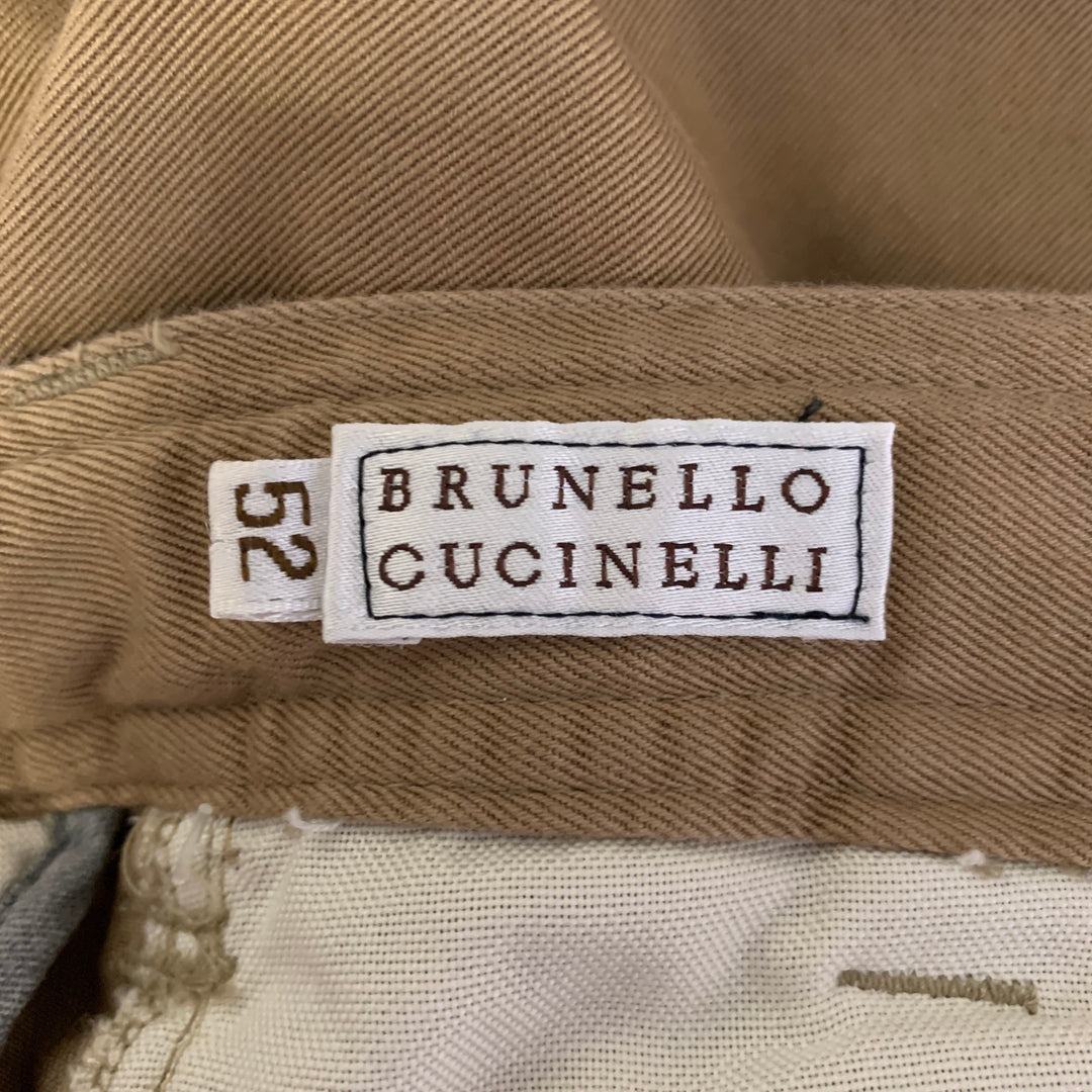 BRUNELLO CUCINELLI Size 36 Khaki Cotton Drawstring Cargo Shorts