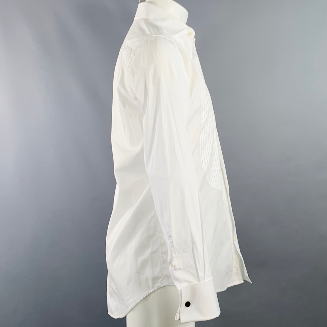 SUITSUPPLY Size S White Cotton Pleated French Cuffs Tuxedo Long Sleeve Shirt