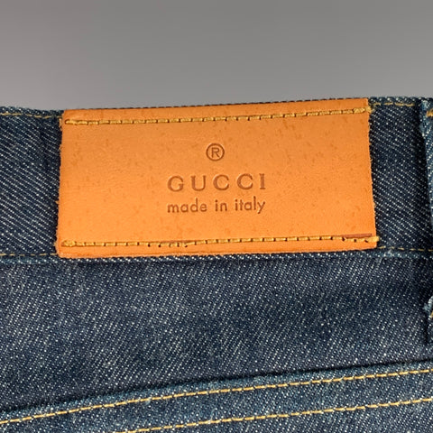 GUCCI Size 28 Blue Contrast Stitch Cotton Straight Button Fly Jeans