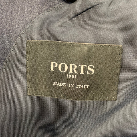 PORTS 1961Size 40 Grey Navy Plaid Wool Peak Lapel Sport Coat