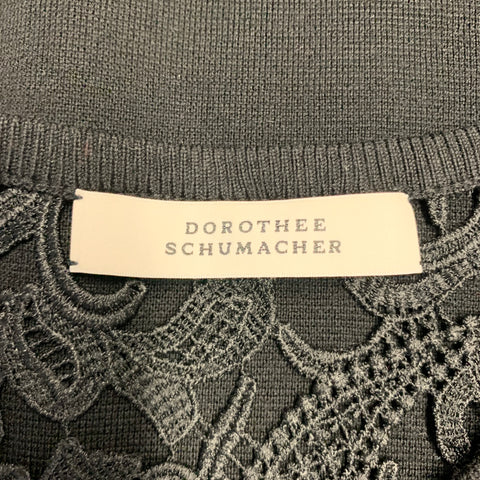 Gilet noir en laine vierge avec empiècements en dentelle DOROTHEE SCHUMACHER Taille 2