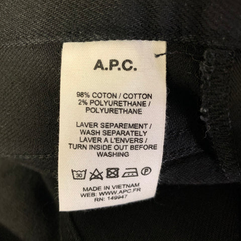 A.P.C. Size 31 Black Solid Cotton Blend Button Fly Jeans