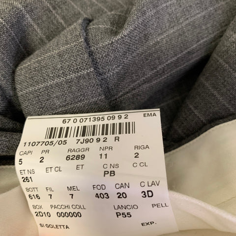 POLO Chest Size 44 Grey Pinstripe Wool Notch Lapel 36 30 Suit