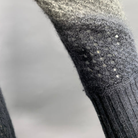 KOKUN Size XS Grey Navy Cashmere Ombre Open Knit Pullover