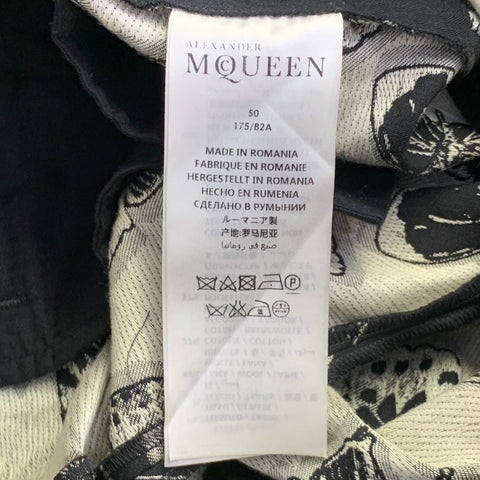 ALEXANDER MCQUEEN Size 38 Black Grey Butterfly Wool Cotton Blend Jacquard Dress Pants