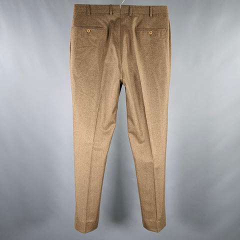 ERMENEGILDO ZEGNA Size 32 Brown Herringbone Wool Flat Front Casual Pants