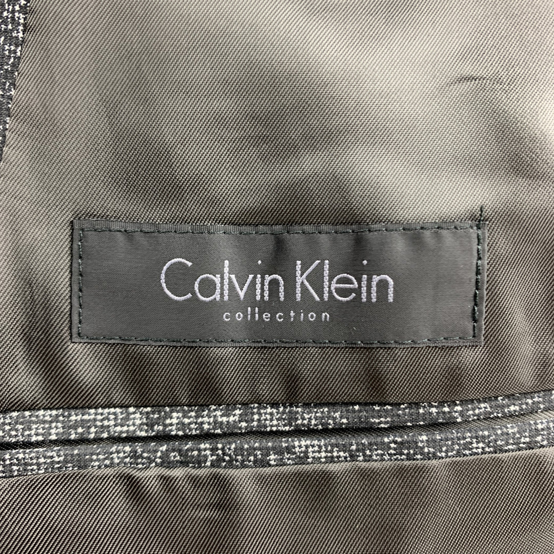 CALVIN KLEIN COLLECTION Size 36 Black & Grey Distressed Print Sport Coat