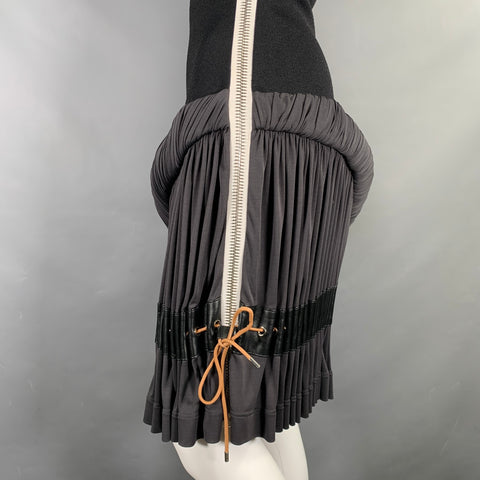LOUIS VUITTON Spring 2023 Size XS Black Grey Viscose Polyamide Silk Dress