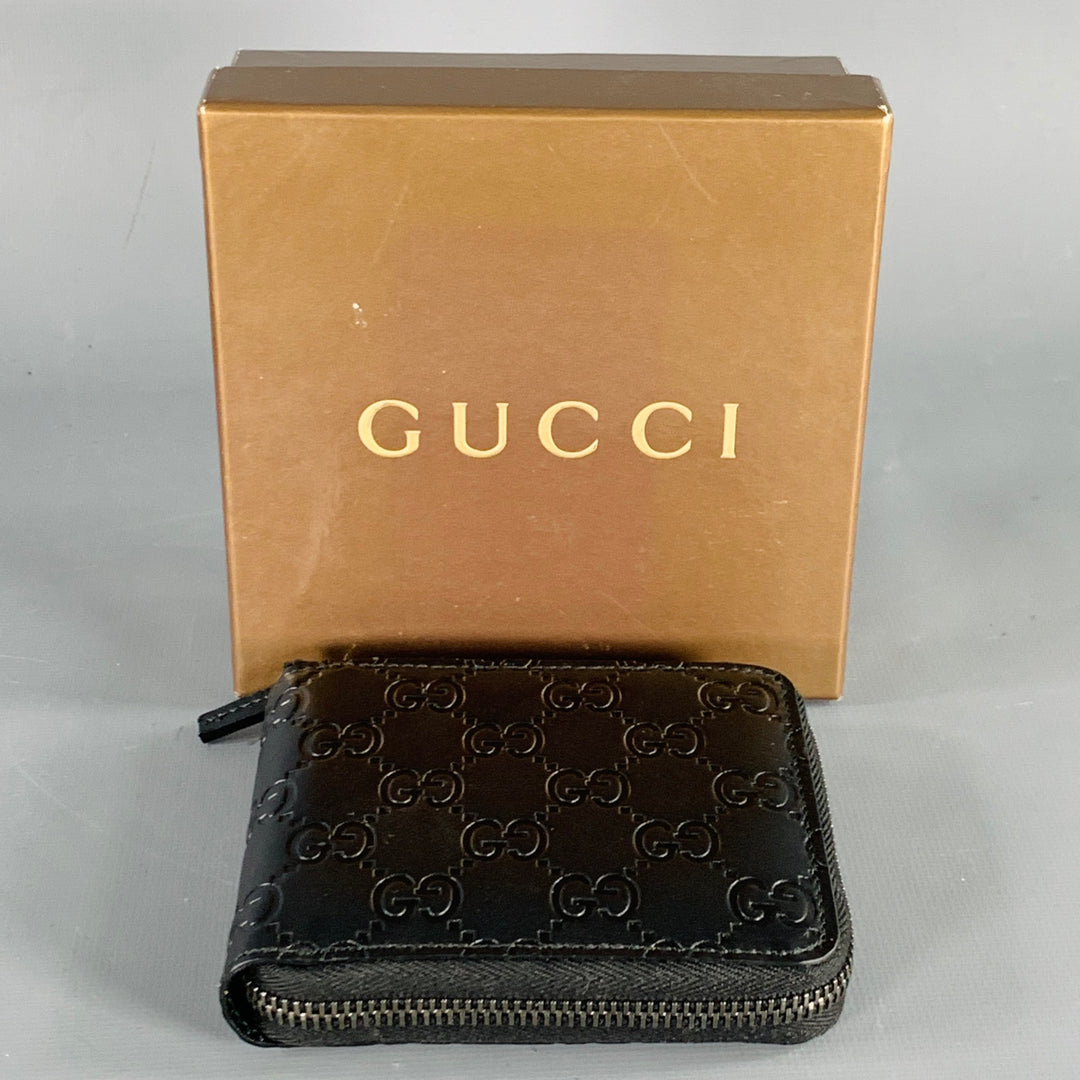 GUCCI Black Guccissima Embossed Leather Wallet