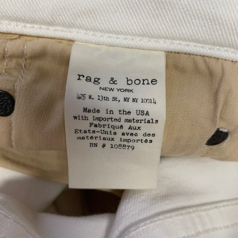 RAG & BONE Size 30 White Distressed Cotton Blend Skinny Jeans