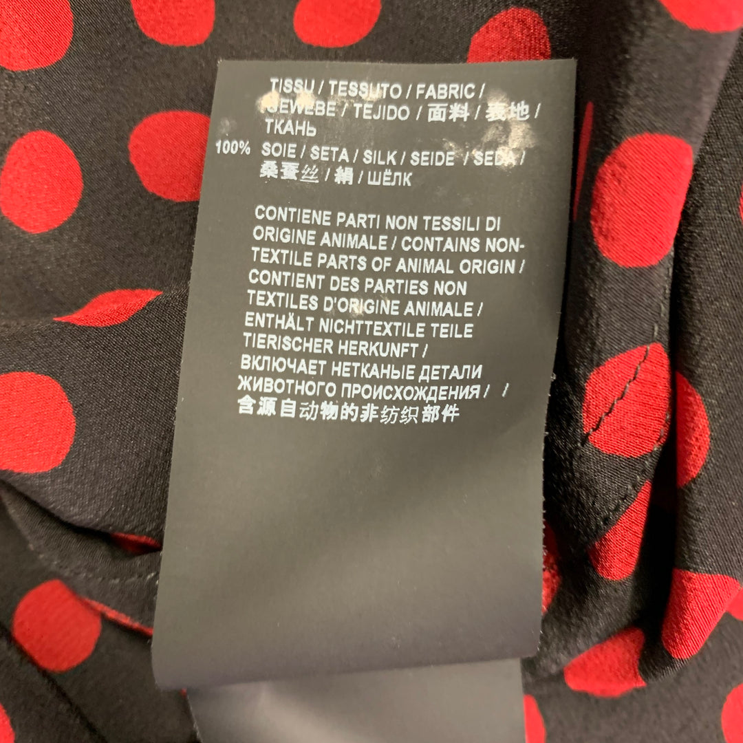 SAINT LAURENT Size M Black Red Dots One Pocket Short Sleeve Shirt
