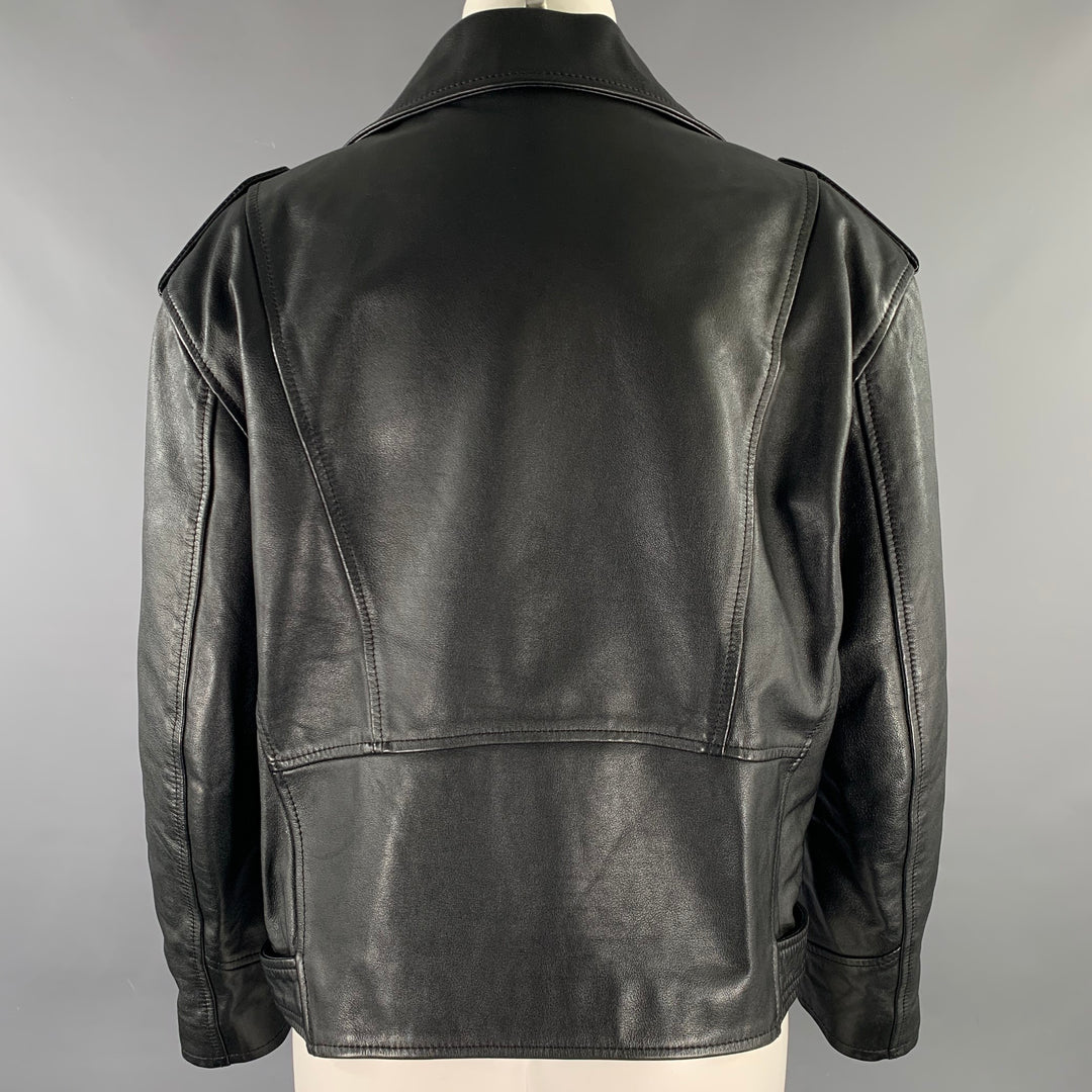 CELINE Size S Black Leather Motorcycle Jacket