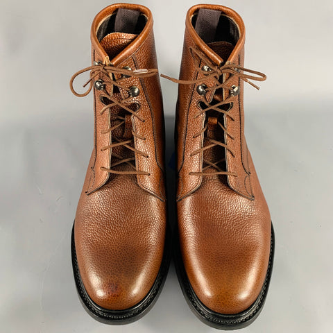 CHURCH'S Size 7.5 -Wick Fur- Brown Pebble Grain Leather Boots