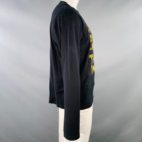 AGNÈS B. x VINCENT MICHEA Size XL Black Yellow Graphic Print Cotton Crew Neck Pullover